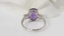 Bague or blanc améthyste et diamants