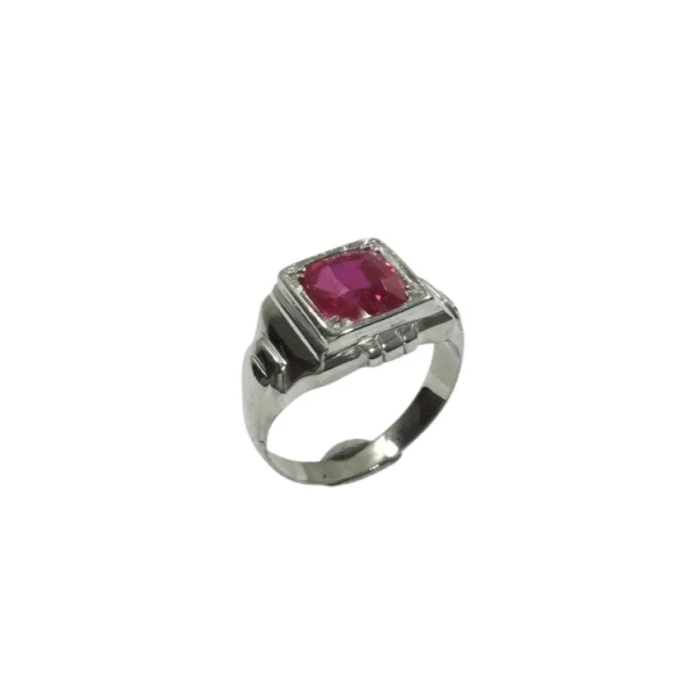 Bague Or Blanc Art Déco pierre rose