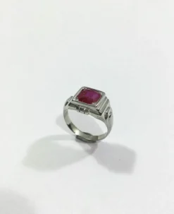 Bague Or Blanc Art Déco pierre rose