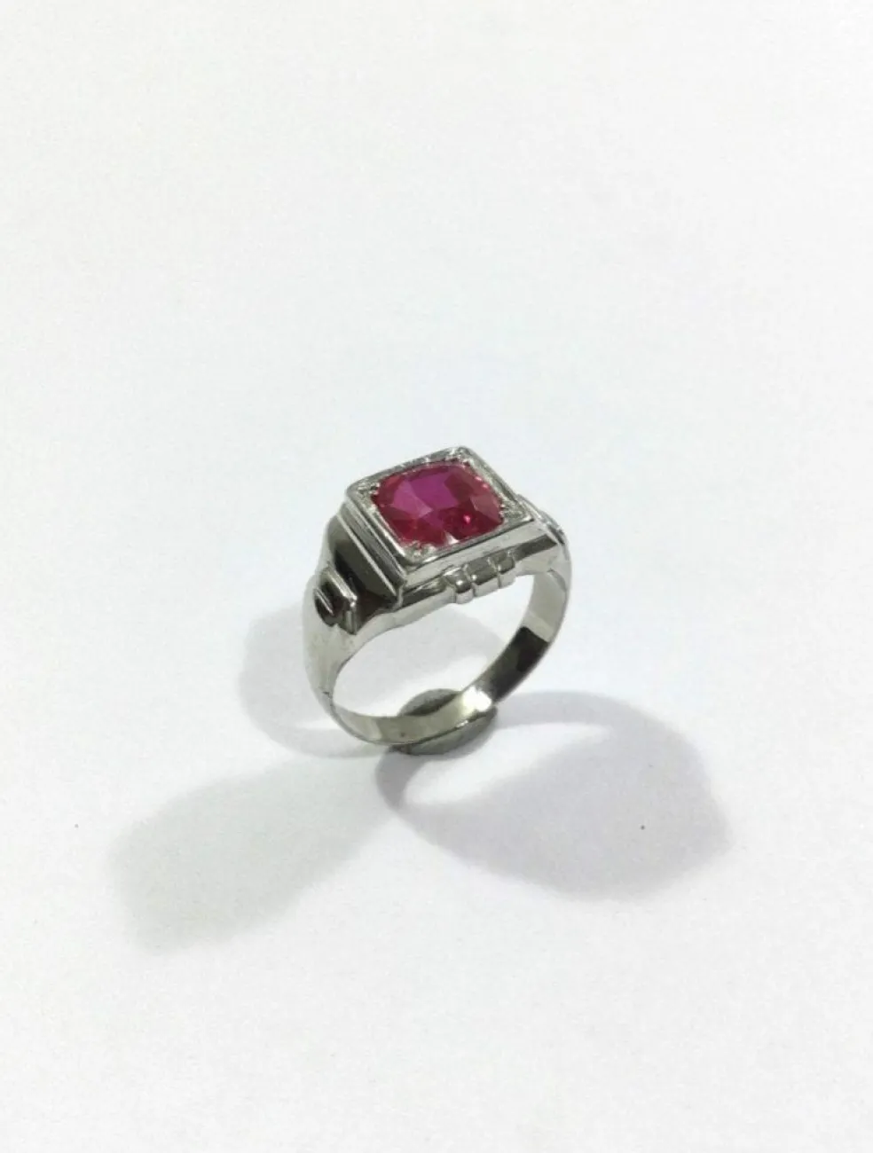 Bague Or Blanc Art Déco pierre rose