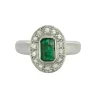 Bague or blanc avec émeraude et diamants