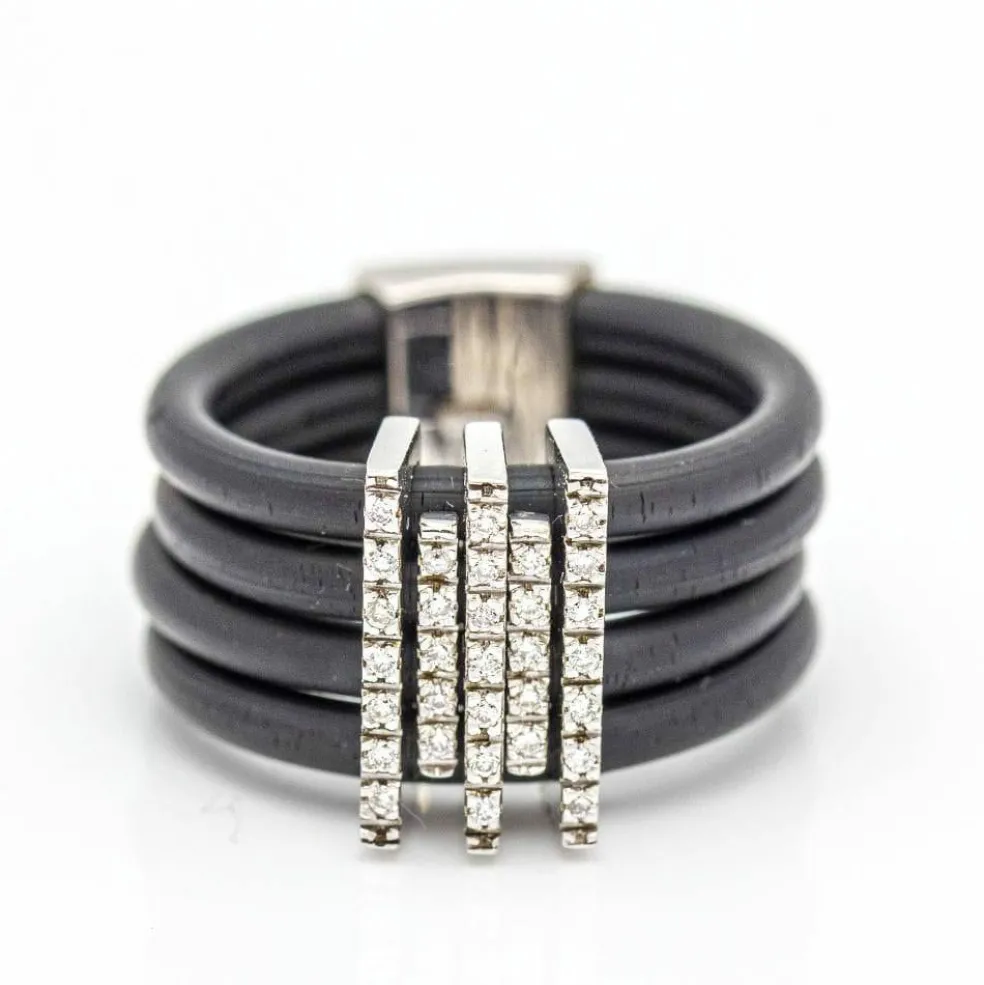 Bague Or Blanc Caoutchouc Diamants