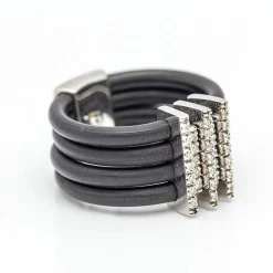 Bague Or Blanc Caoutchouc Diamants