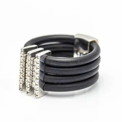 Bague Or Blanc Caoutchouc Diamants