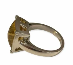 Bague or blanc citrine diamant