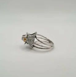 Bague or blanc, citrines et diamant taille ancienne