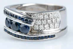 Bague Or blanc 1.65ct Saphir Diamant
