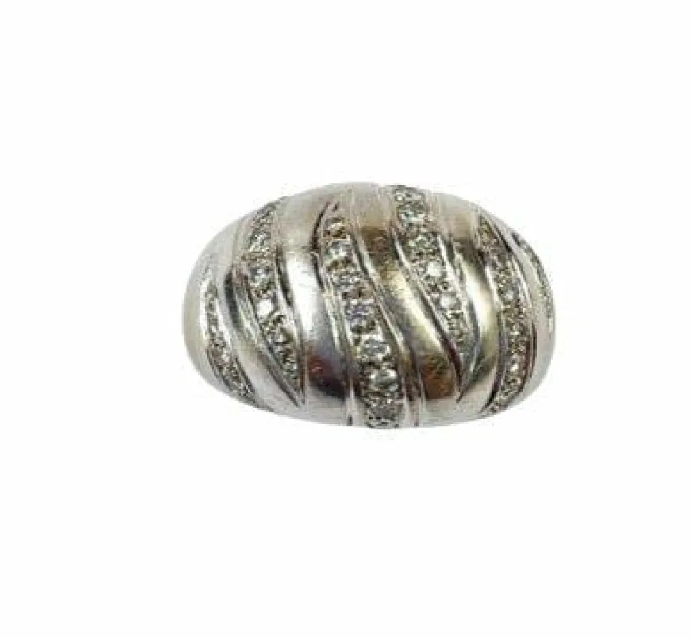 Bague Or Blanc Décor Diamants