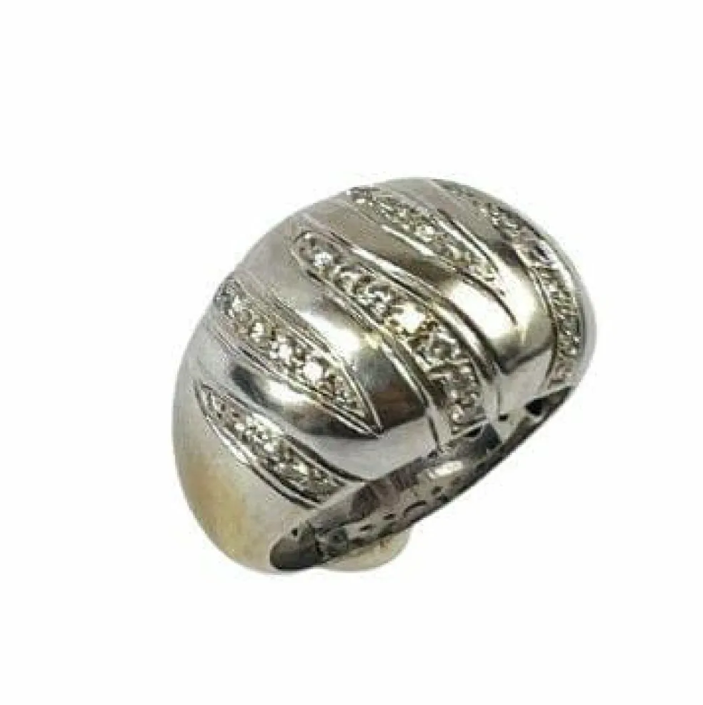 Bague Or Blanc Décor Diamants