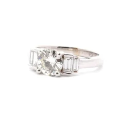 Bague or blanc diamant 0,99ct I/VS1