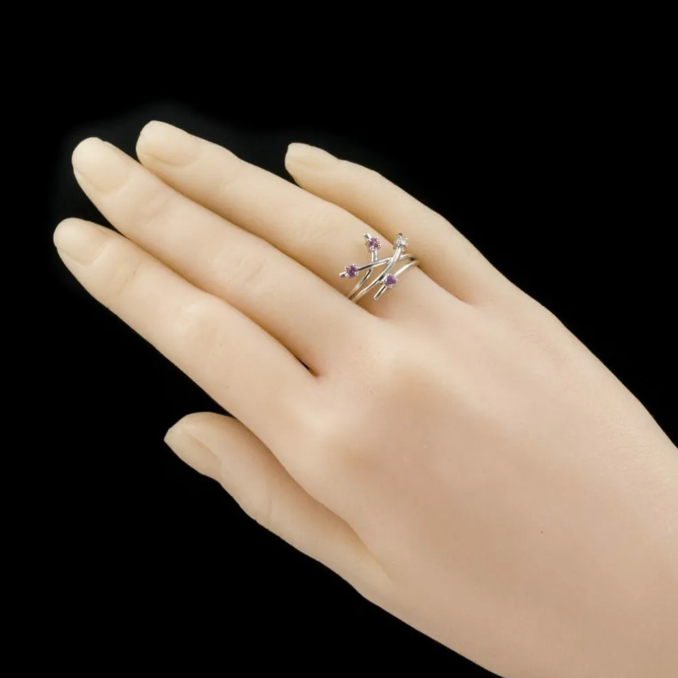 Bague or blanc diamant saphir rose