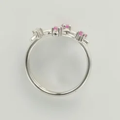 Bague or blanc diamant saphir rose