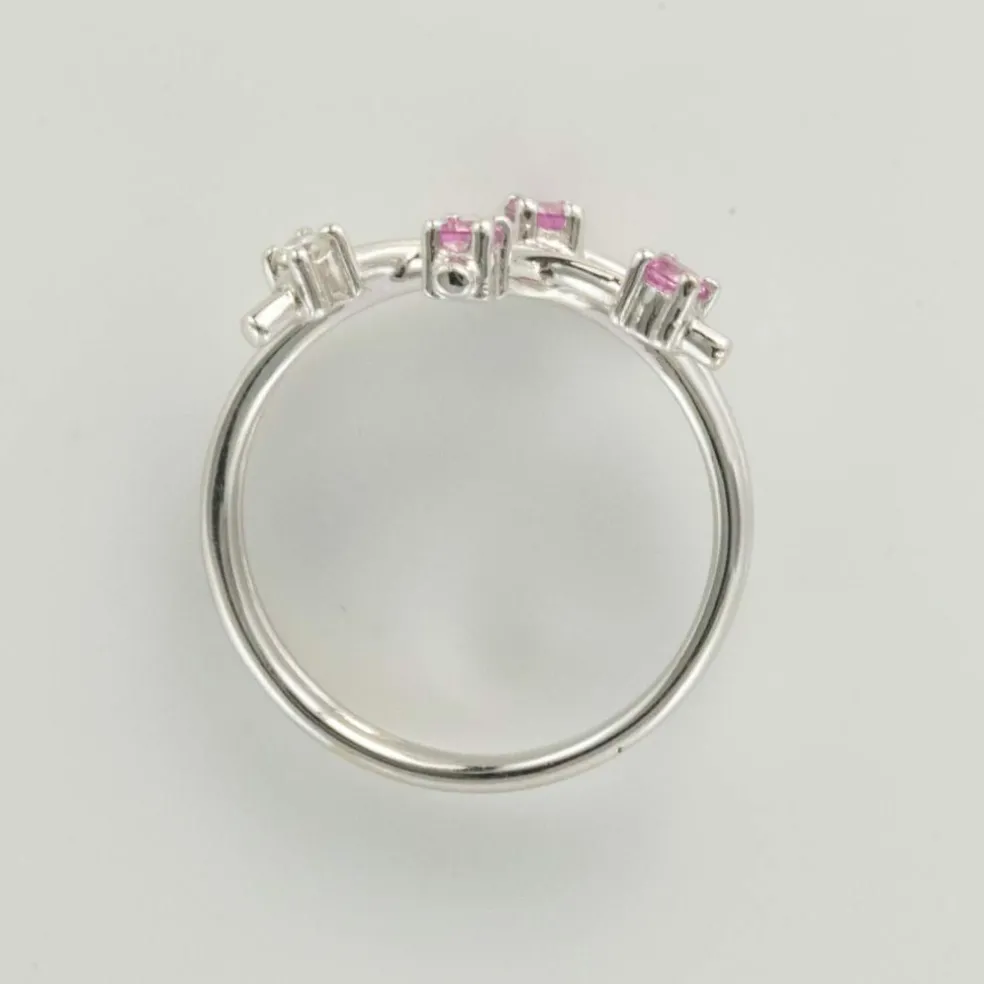 Bague or blanc diamant saphir rose