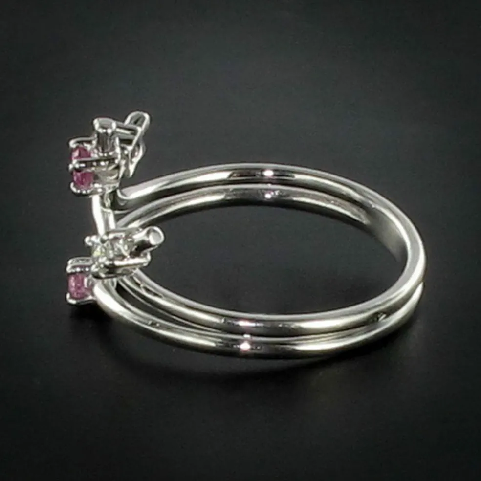 Bague or blanc diamant saphir rose