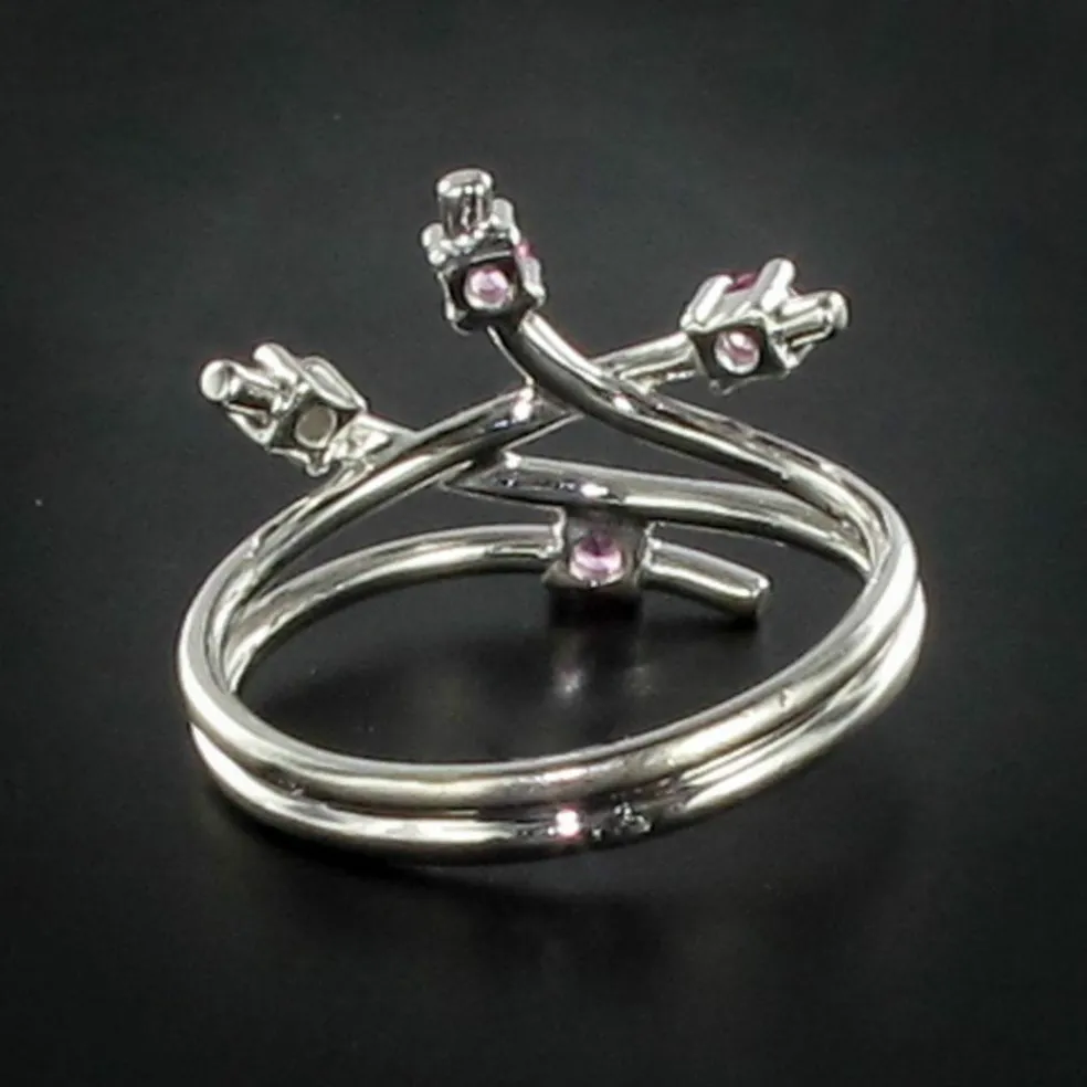 Bague or blanc diamant saphir rose