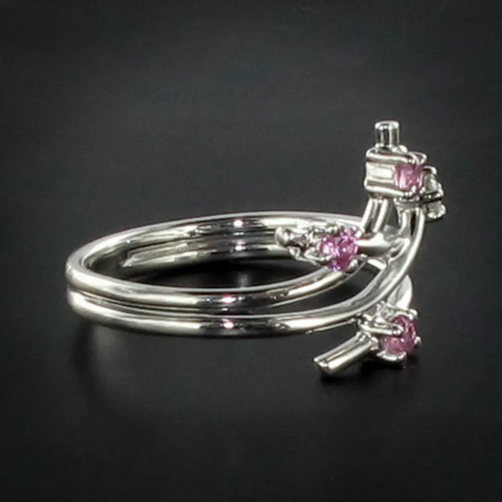 Bague or blanc diamant saphir rose