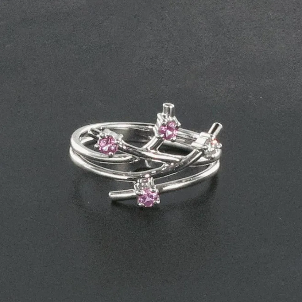 Bague or blanc diamant saphir rose