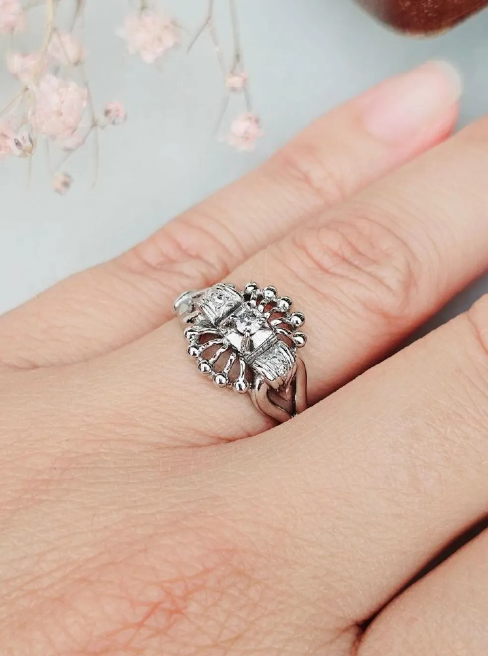 Bague or blanc diamants