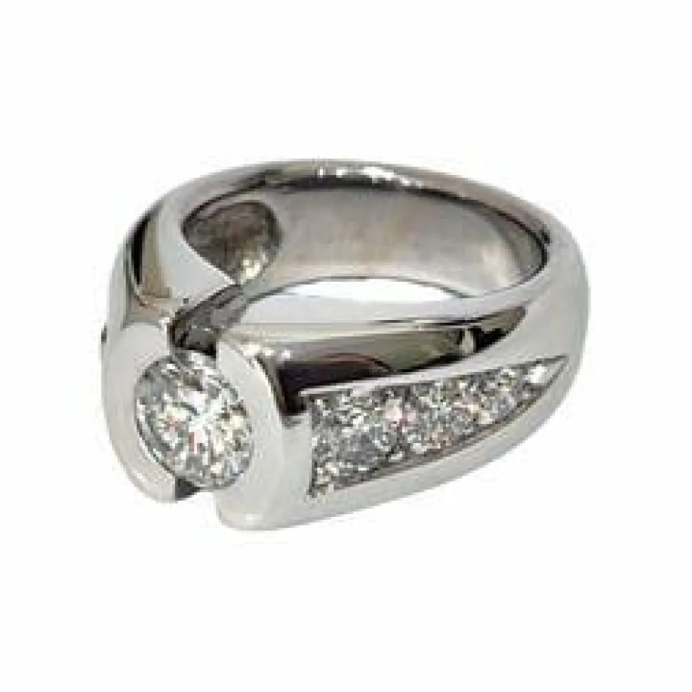 Bague or blanc diamants