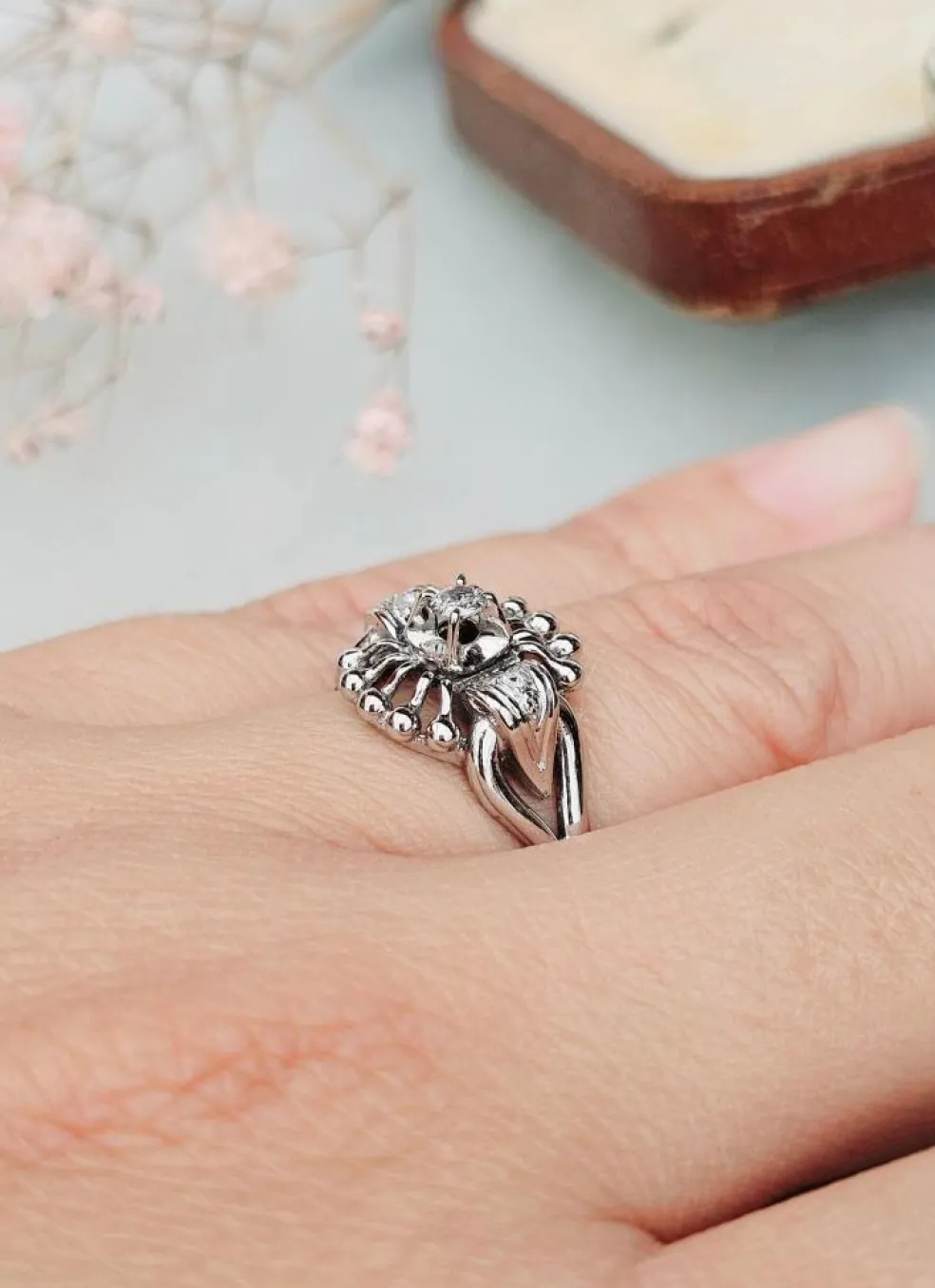 Bague or blanc diamants