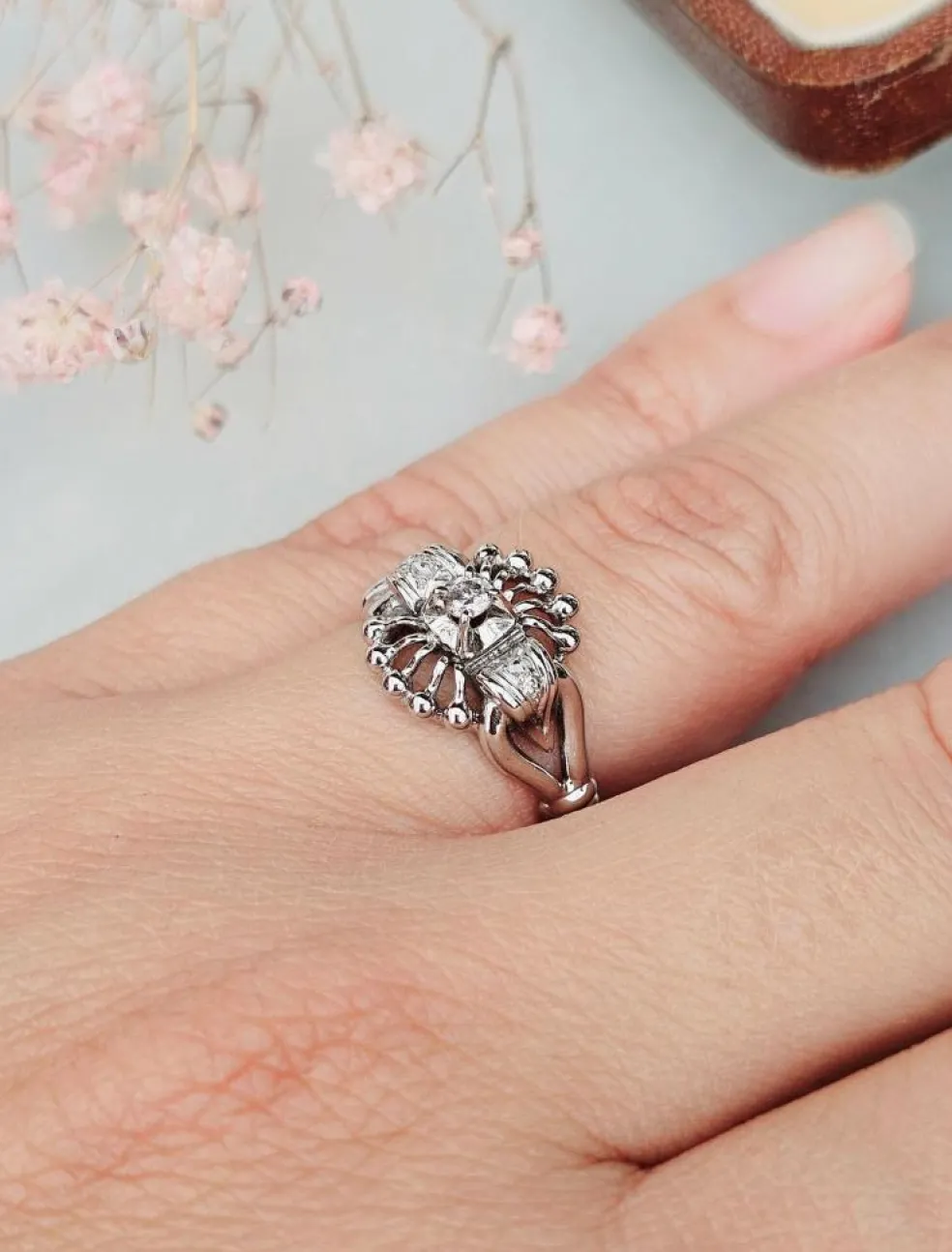 Bague or blanc diamants
