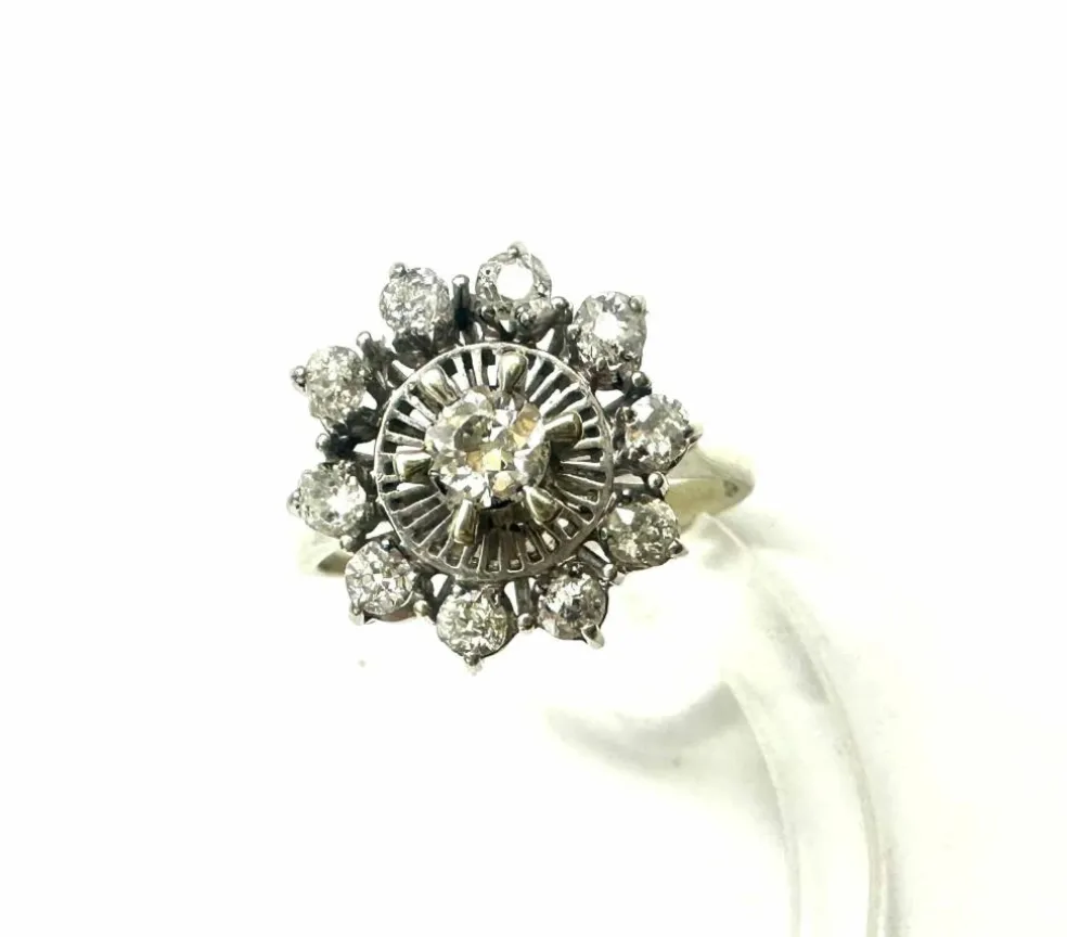 Bague or blanc, diamants 1940