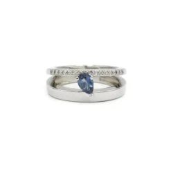 Bague or blanc diamants & saphir