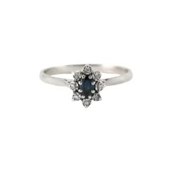 Bague or blanc, diamants & saphirs
