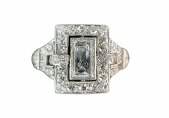 Bague or blanc diamants Art Déco