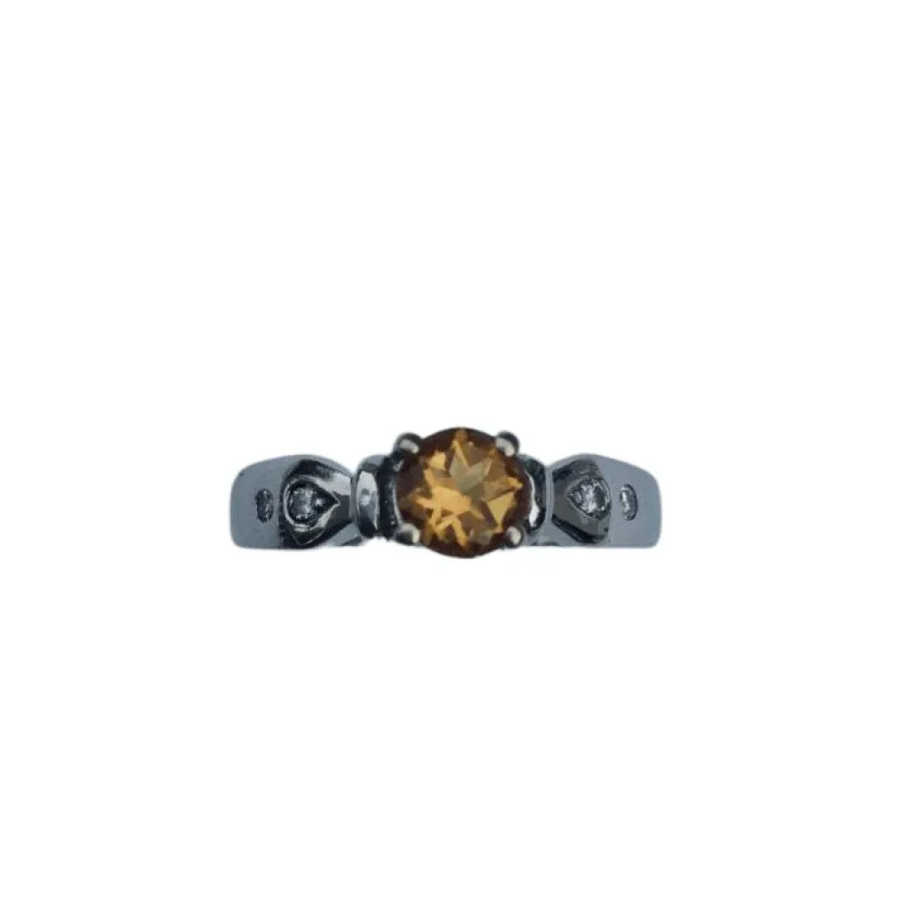 Bague Or Blanc Diamants Citrine