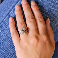 Bague or blanc diamants 1ct