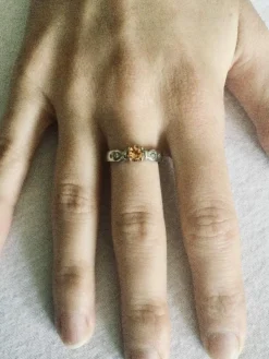 Bague Or Blanc Diamants Citrine