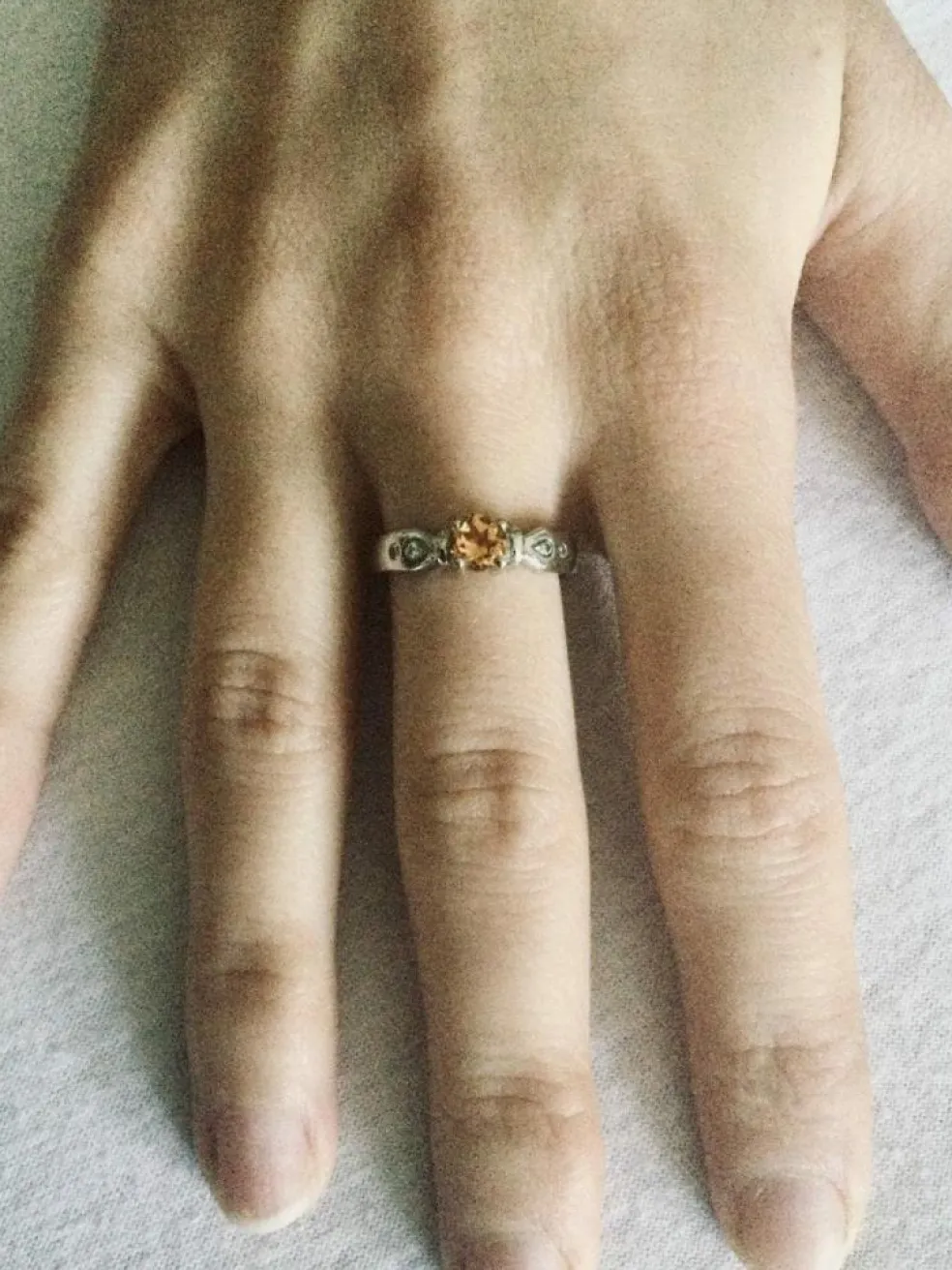 Bague Or Blanc Diamants Citrine