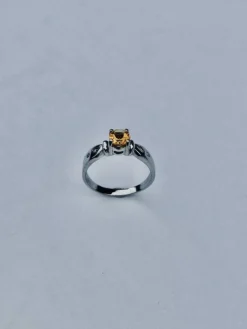 Bague Or Blanc Diamants Citrine