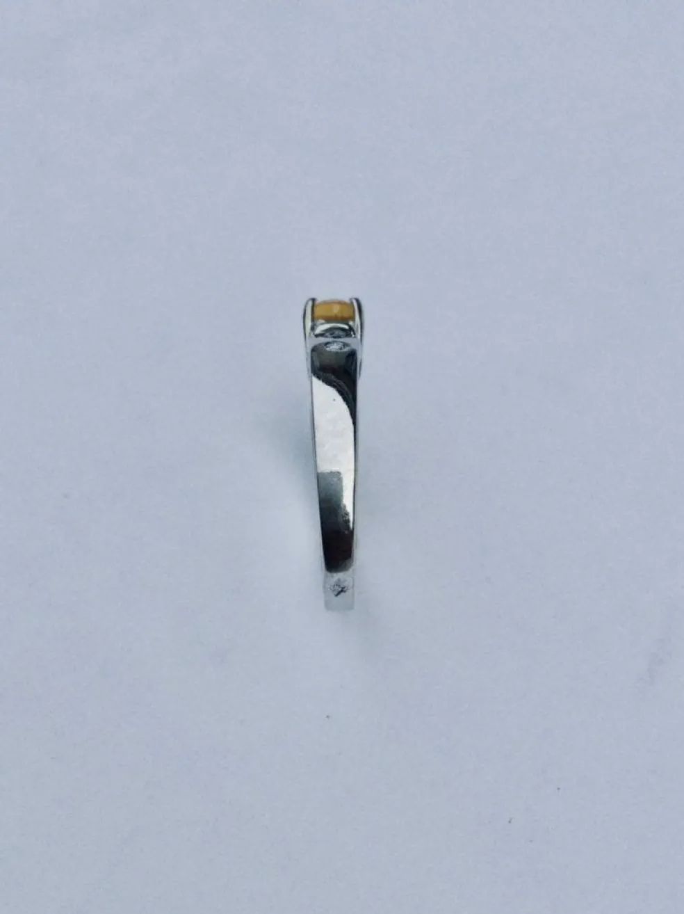 Bague Or Blanc Diamants Citrine