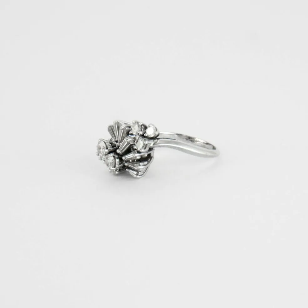 Bague or blanc diamants 1ct