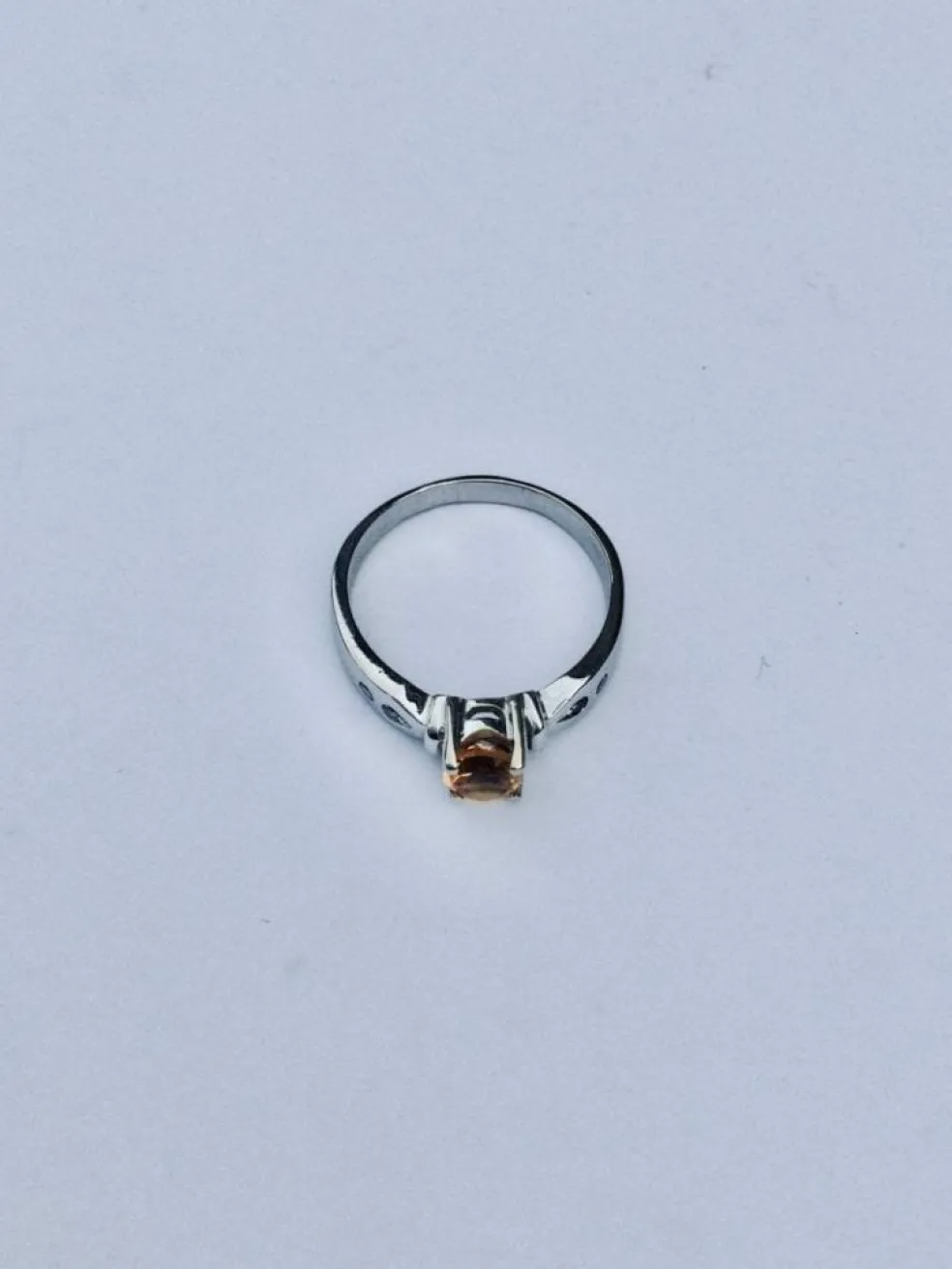 Bague Or Blanc Diamants Citrine
