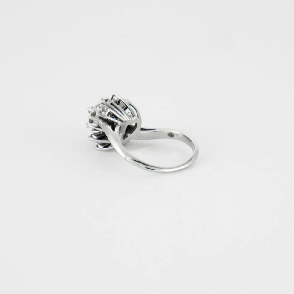 Bague or blanc diamants 1ct