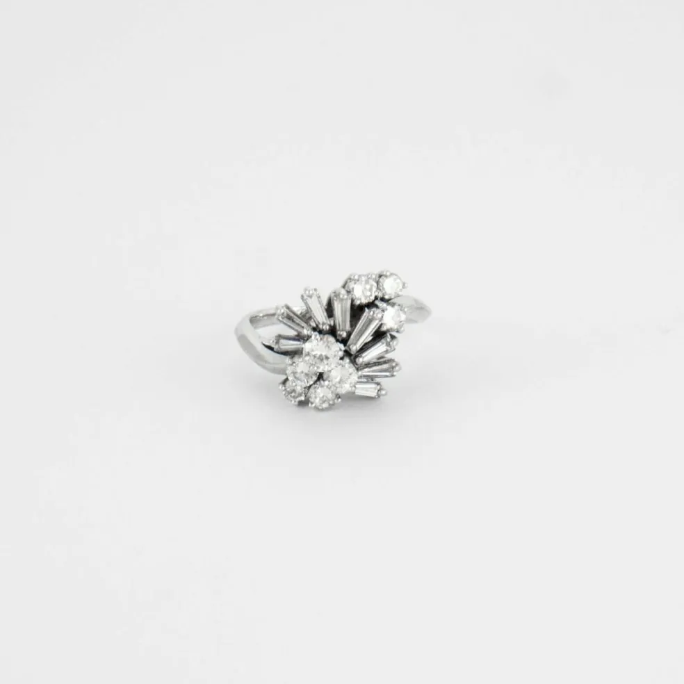 Bague or blanc diamants 1ct