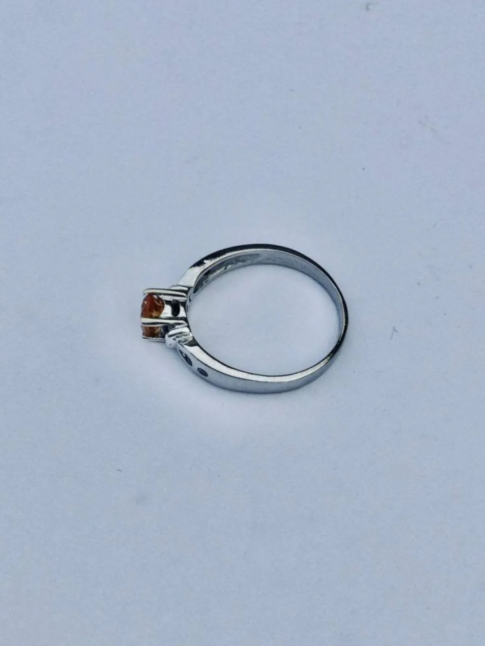 Bague Or Blanc Diamants Citrine