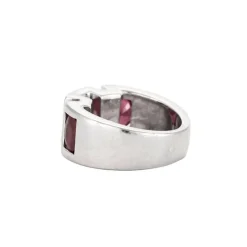 Bague or blanc diamants et rubis