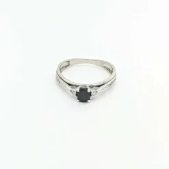 Bague or blanc diamants et saphir