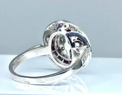 Bague or blanc diamants et rubis