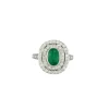 Bague or blanc, diamants, émeraude