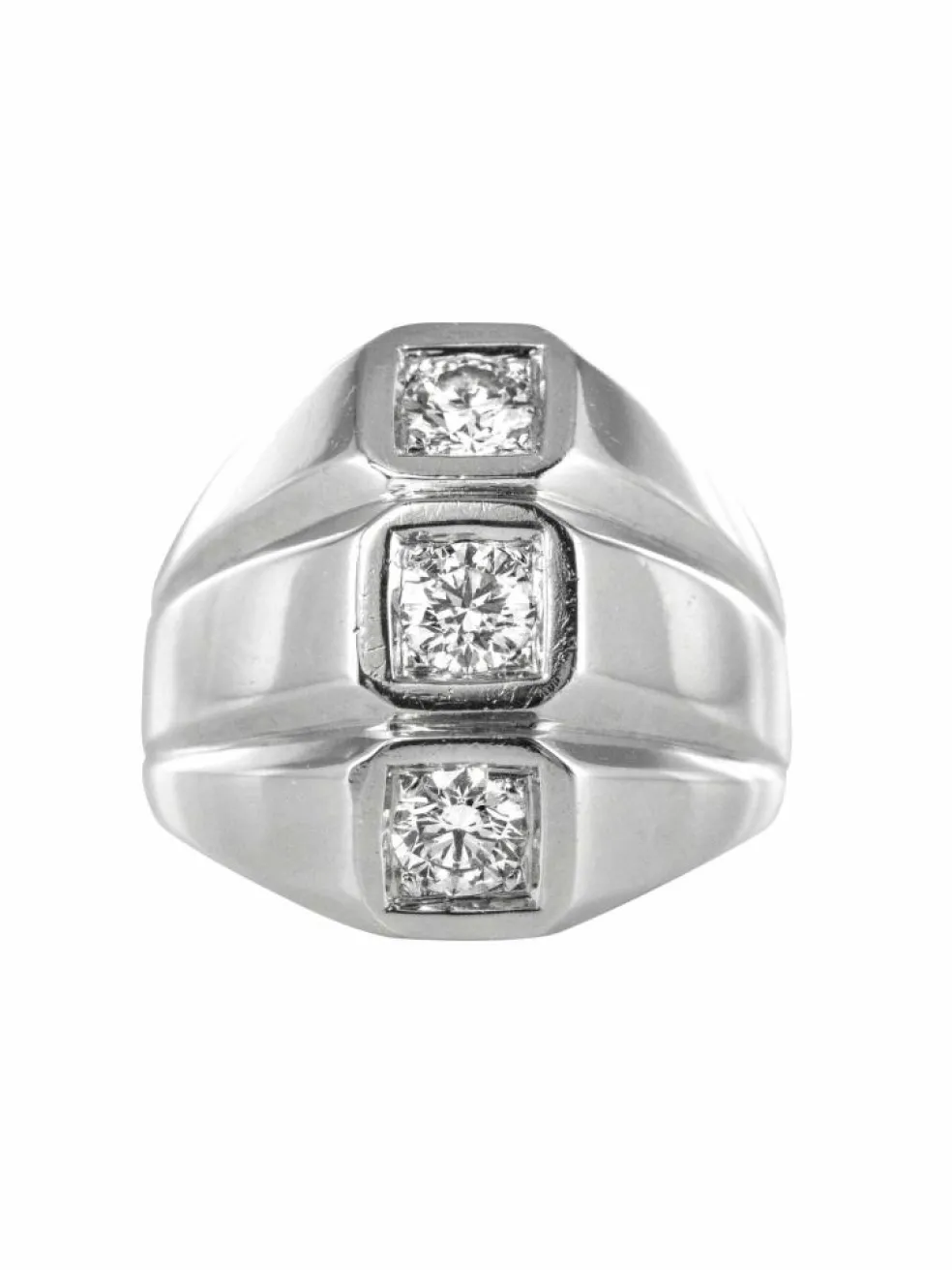 Bague or blanc diamants moderniste