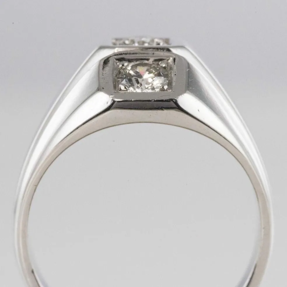 Bague or blanc diamants moderniste