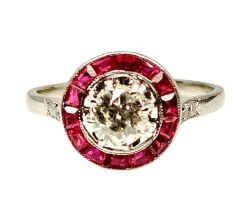 Bague Or blanc Diamants Rubis