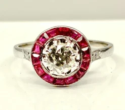 Bague Or blanc Diamants Rubis