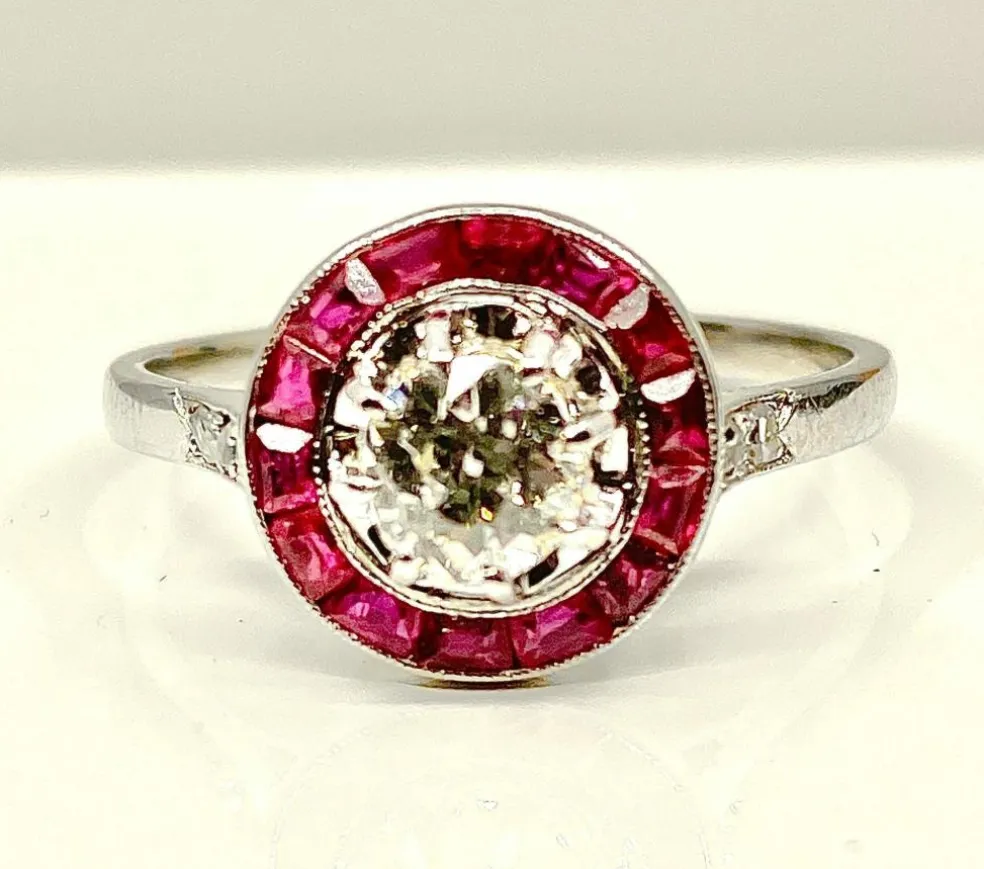 Bague Or blanc Diamants Rubis