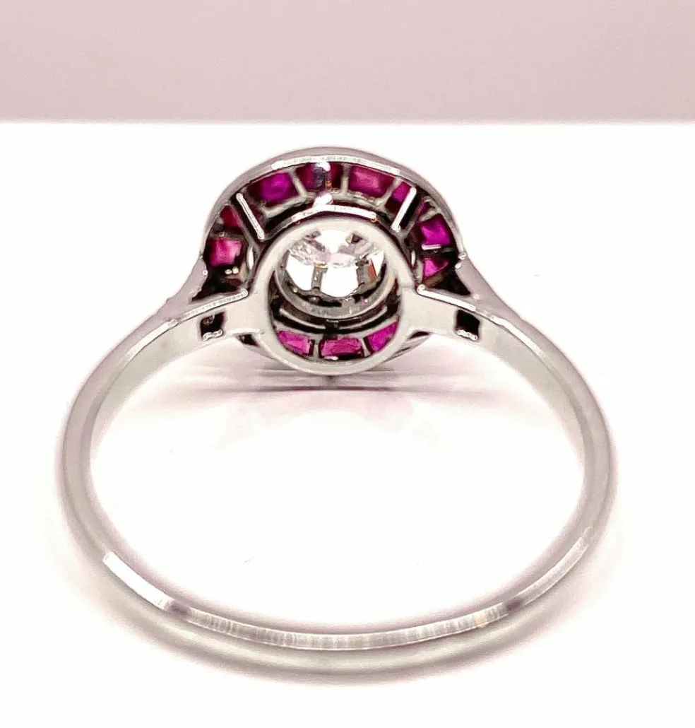 Bague Or blanc Diamants Rubis
